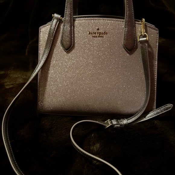Kate Spade Lilac Frost Glitter Tinsel 2022 Satchel Crossbody Handbag Bag prelove - Picture 9 of 11